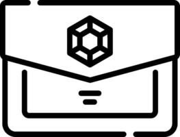 A black and white icon of an envelope with a hexagon on it vector