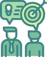A green icon with two people talking about a target vector