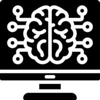 A computer screen with a brain icon on it vector