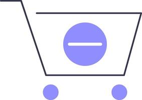 A shopping cart with an arrow pointing down vector
