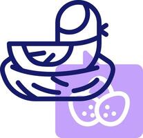 A bird in a nest with eggs vector
