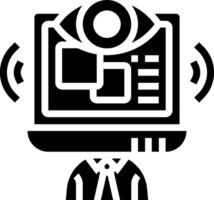 A black and white image of a man with a computer vector