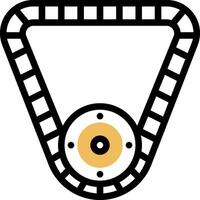 A black and white image of a chain with a yellow center vector