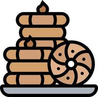 A stack of pancakes and a donut on a plate vector