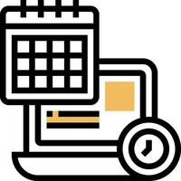 A calendar icon with a clock and a calendar vector