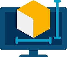 A computer monitor with a cube on it vector