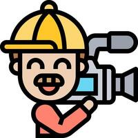 A cartoon man holding a camera and smiling vector