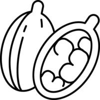 A black and white drawing of a cocoa pod vector