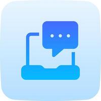 A blue speech bubble icon with a speech bubble vector