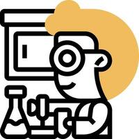 A cartoon man in a lab coat is working on a project vector