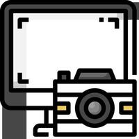 A camera and monitor are shown in a black and white image vector
