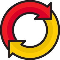 A red and yellow circular arrow pointing to the left vector