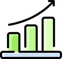 A graph chart with an arrow going up vector