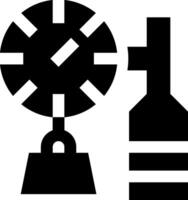 A black and white icon of a clock and a bottle vector