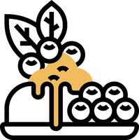 A dessert with fruit and leaves on it vector