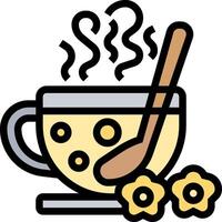 A cup of tea with a spoon and flowers vector