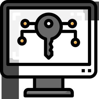 A computer monitor with a key on it vector