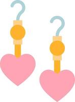 Two pink heart shaped earrings with question marks vector
