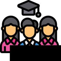 A group of people with graduation caps on their heads vector