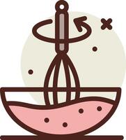 A whisk in a bowl with pink liquid vector