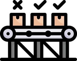 A factory with a conveyor belt and a check mark vector