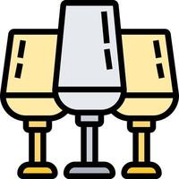 Three wine glasses with glasses on top of them vector