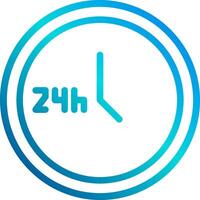 A blue and white clock with the word 24h on it vector