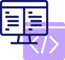 A computer monitor with a code symbol on it vector