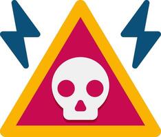 A skull with lightning bolts on a triangle vector