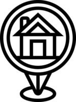 A house icon in a pin location marker vector