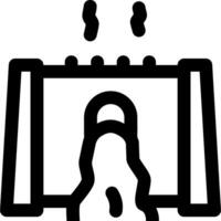 A black and white drawing of a man standing in front of a door vector