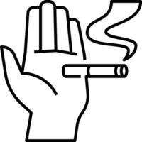 A hand with a cigarette in it and a cigarette in the middle vector