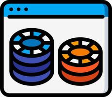 A casino chip icon with two stacks of chips vector