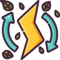 A cartoon lightning bolt with leaves around it vector