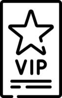 A black and white icon with the word vip vector