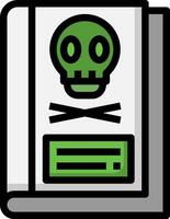 A green skull and crossbones on a book vector