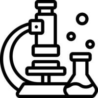 A black and white image of a microscope and a flask vector