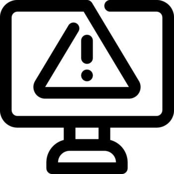 A computer monitor with a warning sign on it vector