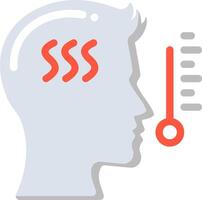 A man's head with a thermometer and a thermometer vector