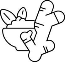 A black and white drawing of a bowl with a spoon and a spoon vector