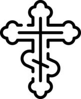 A cross with a snake on it vector