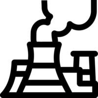 A black and white image of a factory with smoke coming out vector