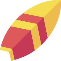 A yellow and red surfboard with a red stripe vector