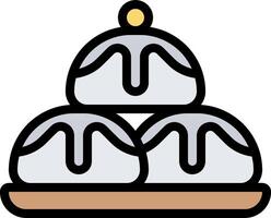 A stack of three cakes on a plate vector