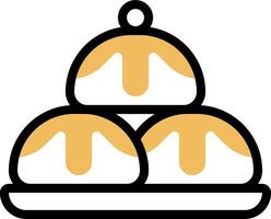 A stack of three cakes on a plate vector