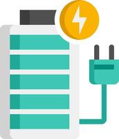 A battery and a coin are connected to a power plug vector