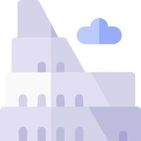 A flat icon of a building with clouds in the sky vector