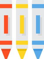 Three crayons are shown in different colors vector