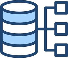 A blue and white icon of a data storage device vector