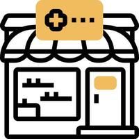 A pharmacy store icon with a sign on the front vector